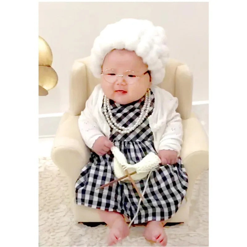 Newborn Photography Props Grandmother Outfit Baby Girl Cosplay Grandma Clothes Baby Boy Grandpa Costume Photo Newborn Outfit