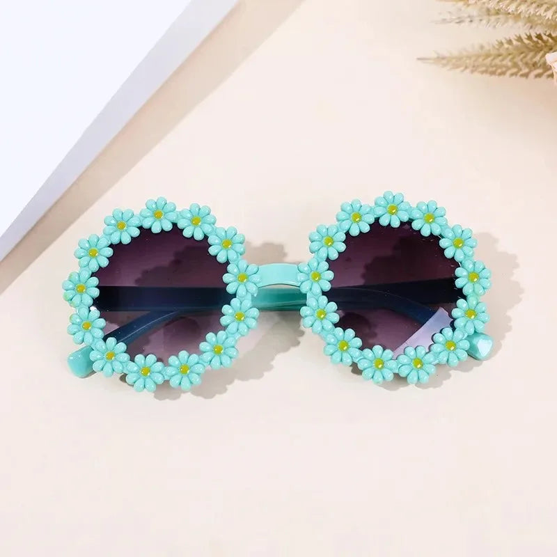 Children Sunglasses Flower Decorate Cute Baby Girls Summer Outdoor Sun Glasses Kids Boy UV400 Acrylic Eyewear Gifts