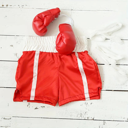 Newborn Photography Props Boxing Theme Baby Photo Outfit Infant Bathrobe Shorts Gloves Set Newborn Photo Costume Studio Props