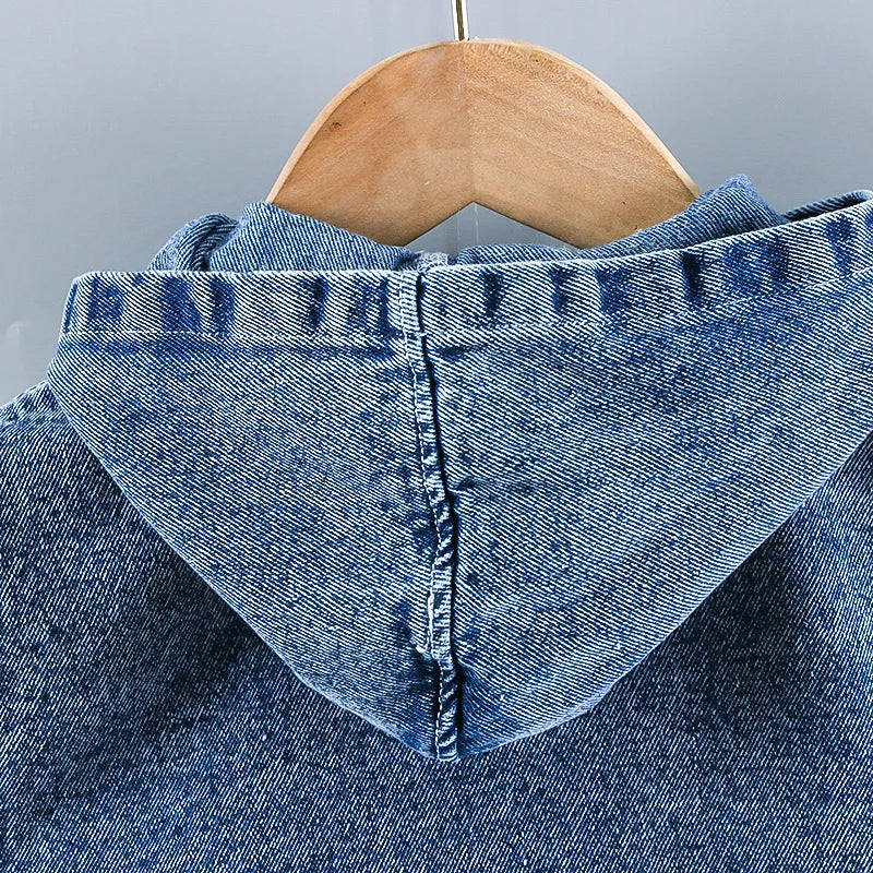 Baby boy clothes spring autumn fashion ripped denim suit letter denim jacket hooded vest + bottoming shirt + pants 3-piece set