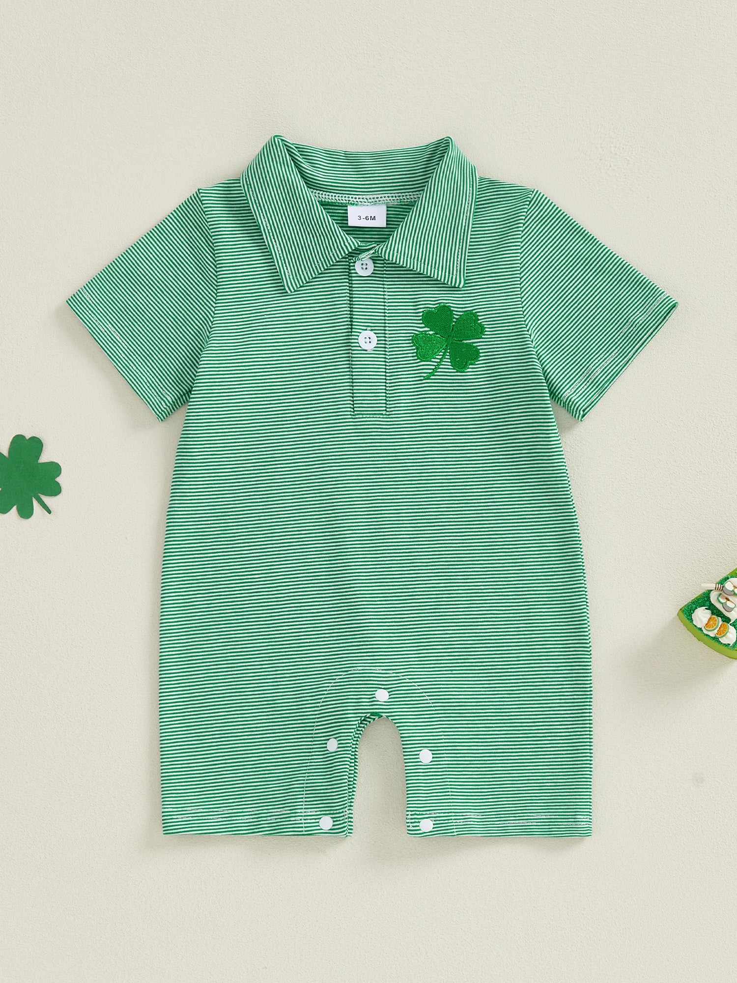 St. Patrick’s Clover Baby Romper