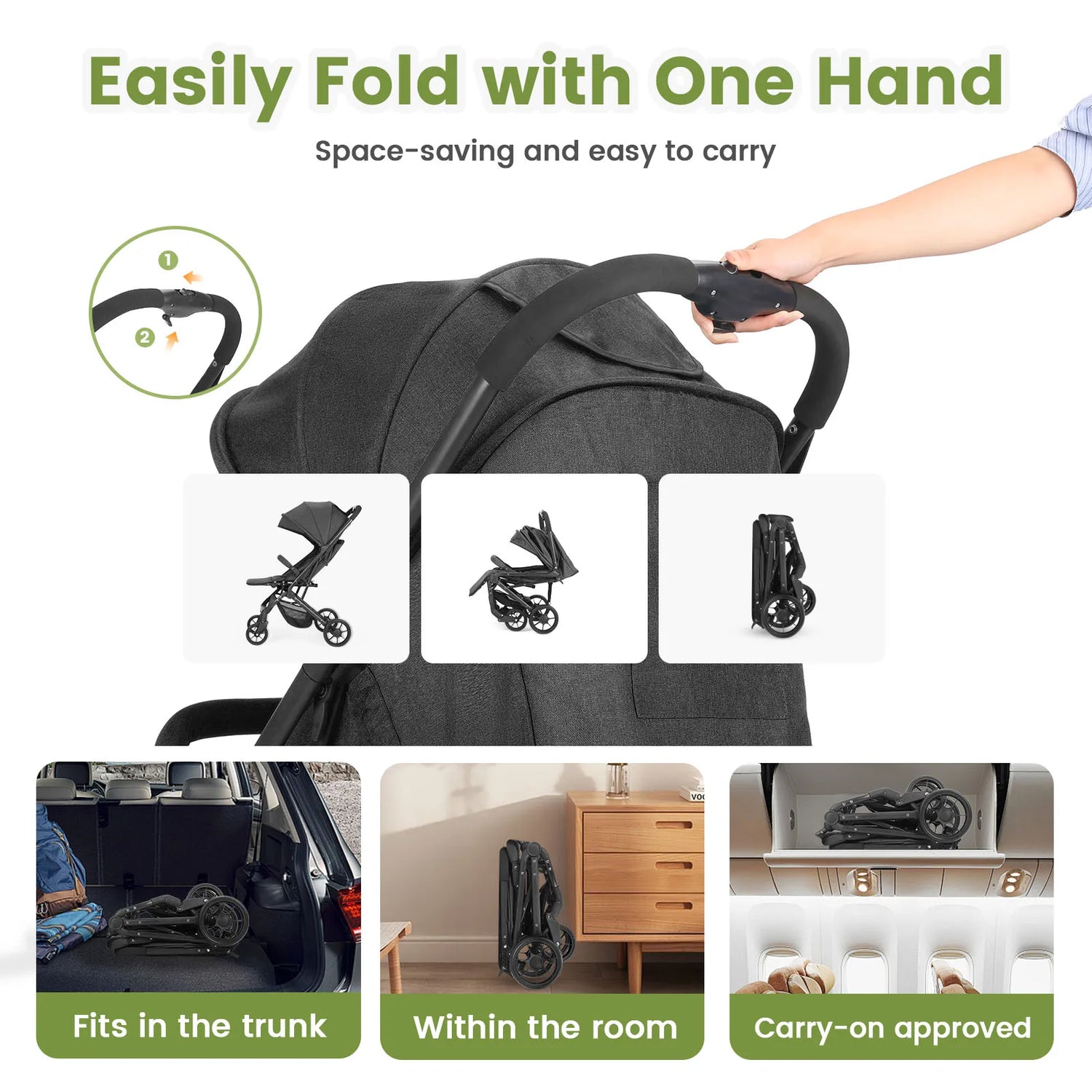 One-Hand Fold Travel Stroller