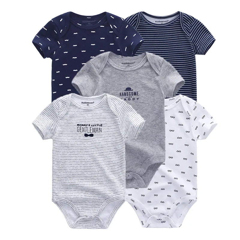 Kiddiezoom 5 Pcs/Lot Fashion Newborn Cartoon Short Sleeve Baby Boy Girl Bodysuits Soft 100%Cotton Infant Onesies Unisex Clothes