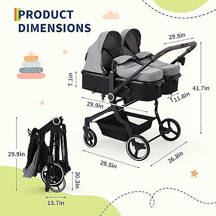 Double Tandem Baby Stroller