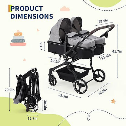 Double Tandem Baby Stroller
