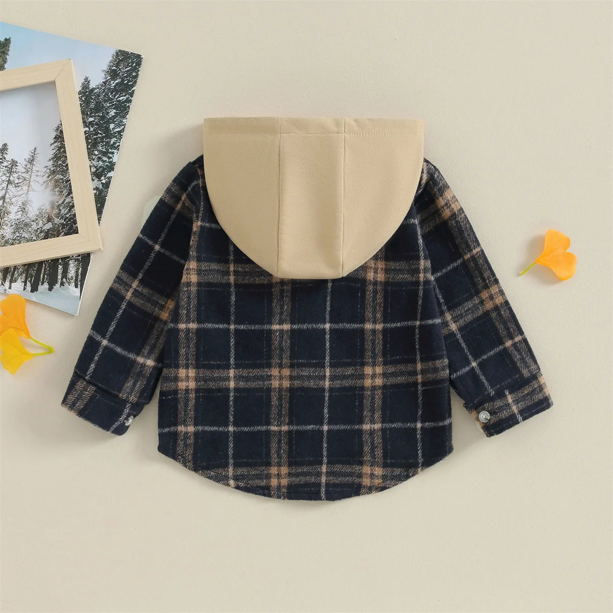 0-4Y Kids Boys Plaid Jacket Baby Autumn Clothing Long Sleeve Button Closure Hooded Plaid Outerwear Children Coats Streetwear
