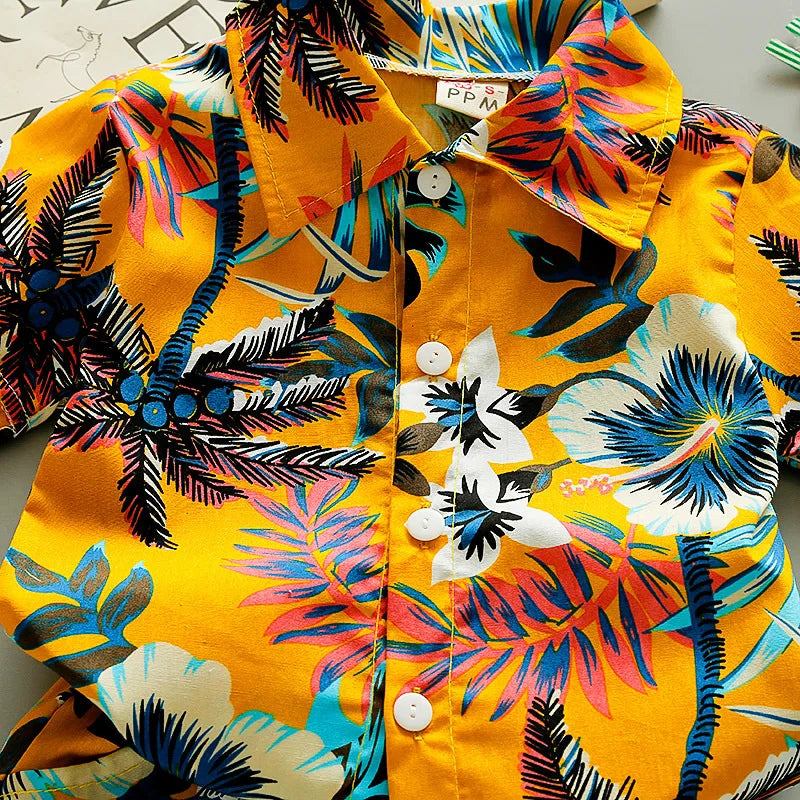 Baby Boy Clothes 0-5Y Summer New Beach Fashion Children Suits Boys Clothing Printed Shirts Short Sleeves Shorts Boys Two Pieces