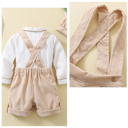 Toddler Boys Birthday Outfit Baby White Long Sleeve Shirts and Suspenders Pants Two Piece Sets Newborn Infant Spanish Clothing