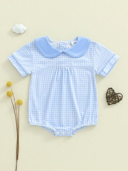 Plaid Collar Baby Romper