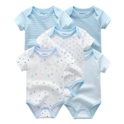 Kiddiezoom 5 Pcs/Lot Fashion Newborn Cartoon Short Sleeve Baby Boy Girl Bodysuits Soft 100%Cotton Infant Onesies Unisex Clothes