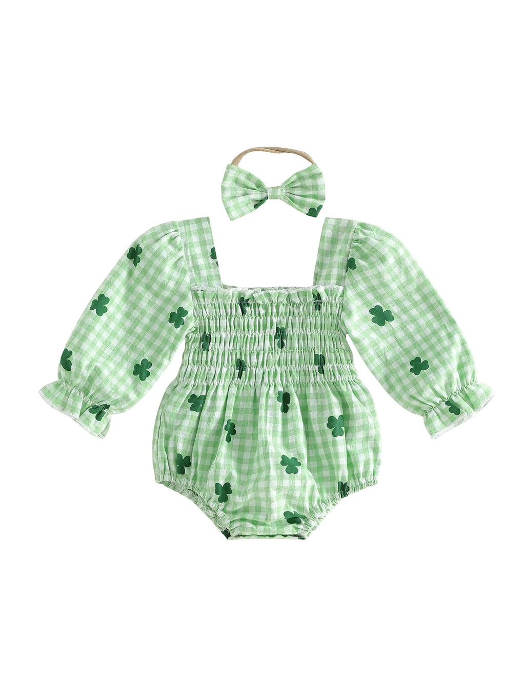 Plaid Shamrock Baby Romper