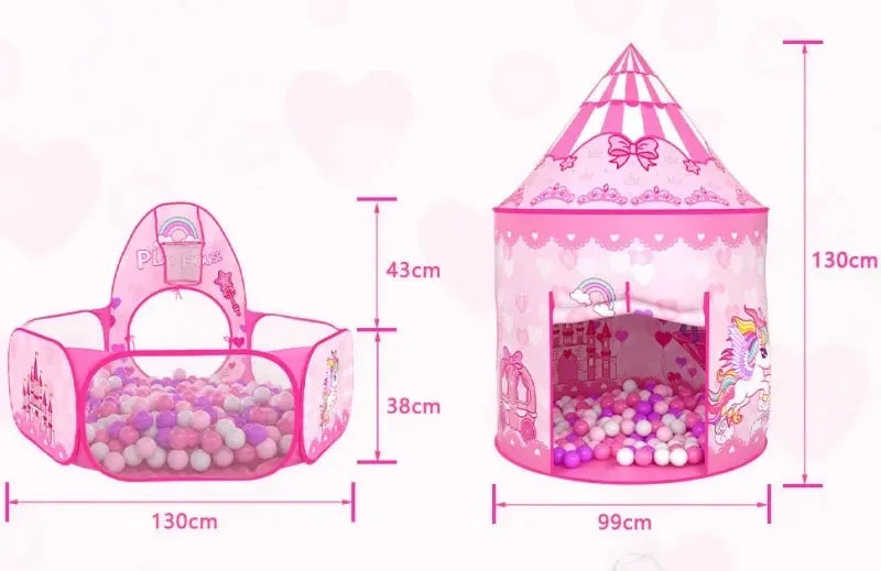 3 In 1 Kid Tent House Play Toy Tunnel Crawling Playhouse Castle Portable Children Ocean Ball Pool Pit Baby Folded Indoor Outdoor