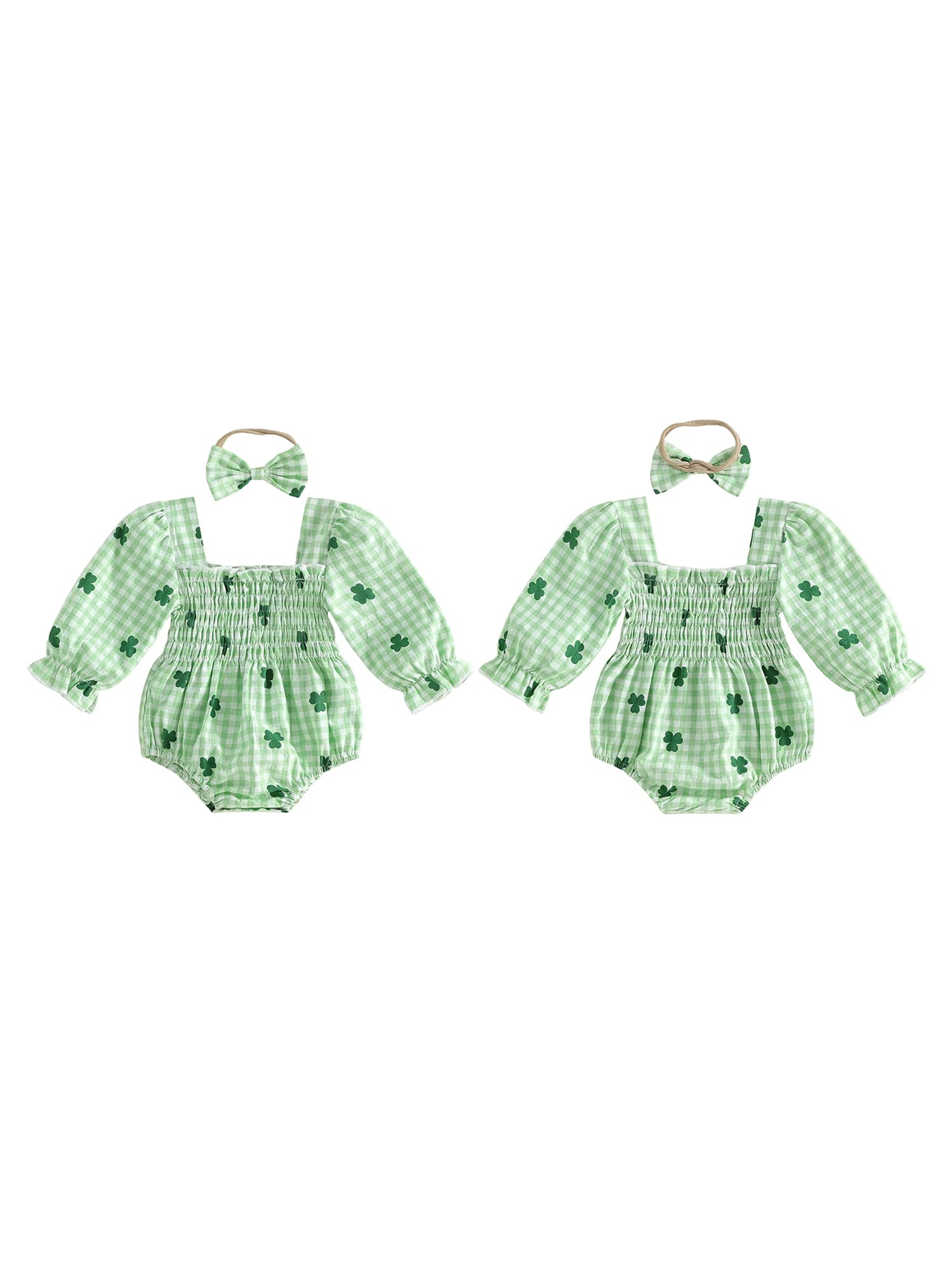 Plaid Shamrock Baby Romper