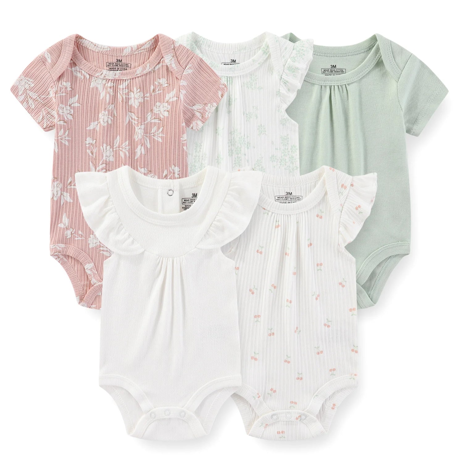 Kiddiezoom 5 Pcs/Lot Fashion Newborn Cartoon Short Sleeve Baby Boy Girl Bodysuits Soft 100%Cotton Infant Onesies Unisex Clothes