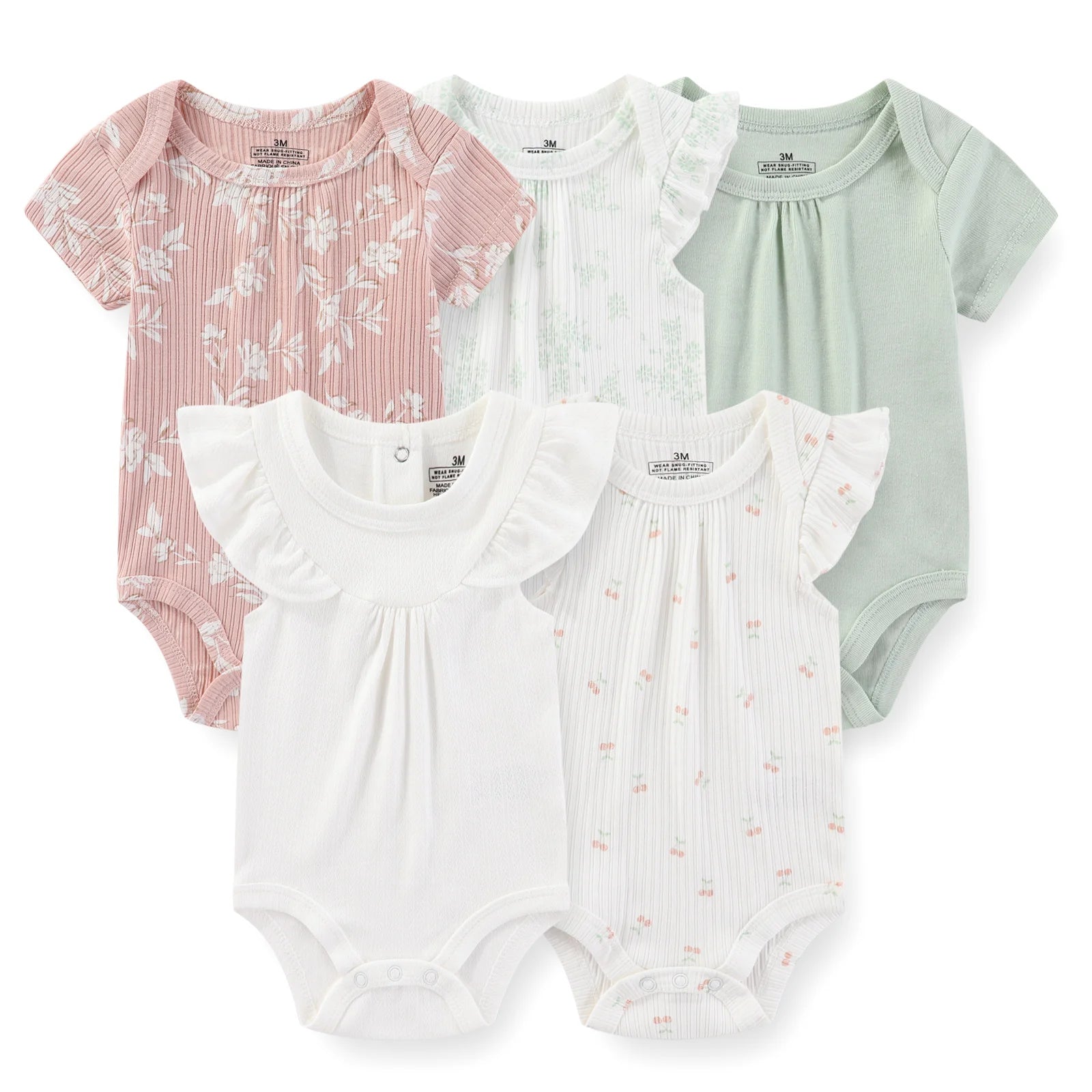Kiddiezoom 5 Pcs/Lot Fashion Newborn Cartoon Short Sleeve Baby Boy Girl Bodysuits Soft 100%Cotton Infant Onesies Unisex Clothes