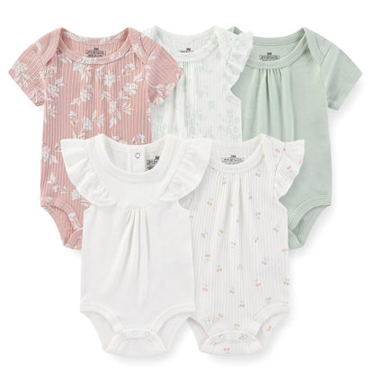 Kiddiezoom 5 Pcs/Lot Fashion Newborn Cartoon Short Sleeve Baby Boy Girl Bodysuits Soft 100%Cotton Infant Onesies Unisex Clothes