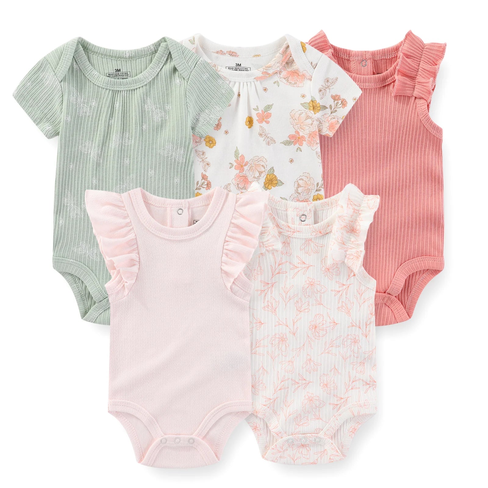 Kiddiezoom 5 Pcs/Lot Fashion Newborn Cartoon Short Sleeve Baby Boy Girl Bodysuits Soft 100%Cotton Infant Onesies Unisex Clothes