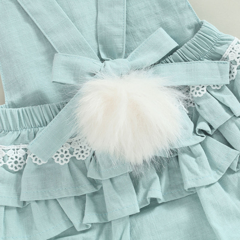 0-18M Newborn Baby Girl Easter Outfit Vintage Overalls and Bunny Ears/Toddler Dress Sister Mathing Clothes with Tail