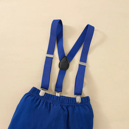 Baby Boys Birthday Outfits Sets Balloon Letter"1" Bodysuit and Y-back Suspender Shorts 1 Year Birthday Baby Cake Smash Clothes