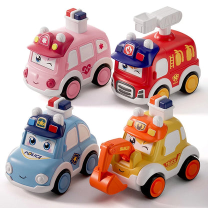 Toddler Press And Go Vehicle Cartoon Baby Mini Ambulance Police Car Fire Truck Excavator Model Gift For Kids Toys