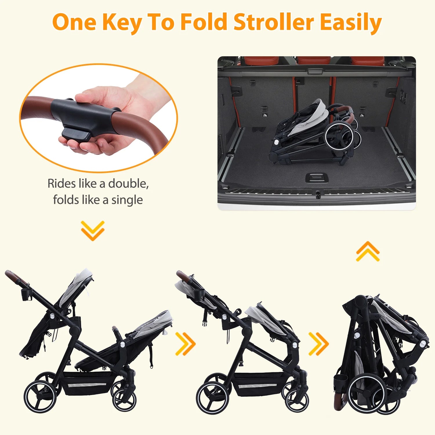 Foldable Double Baby Stroller