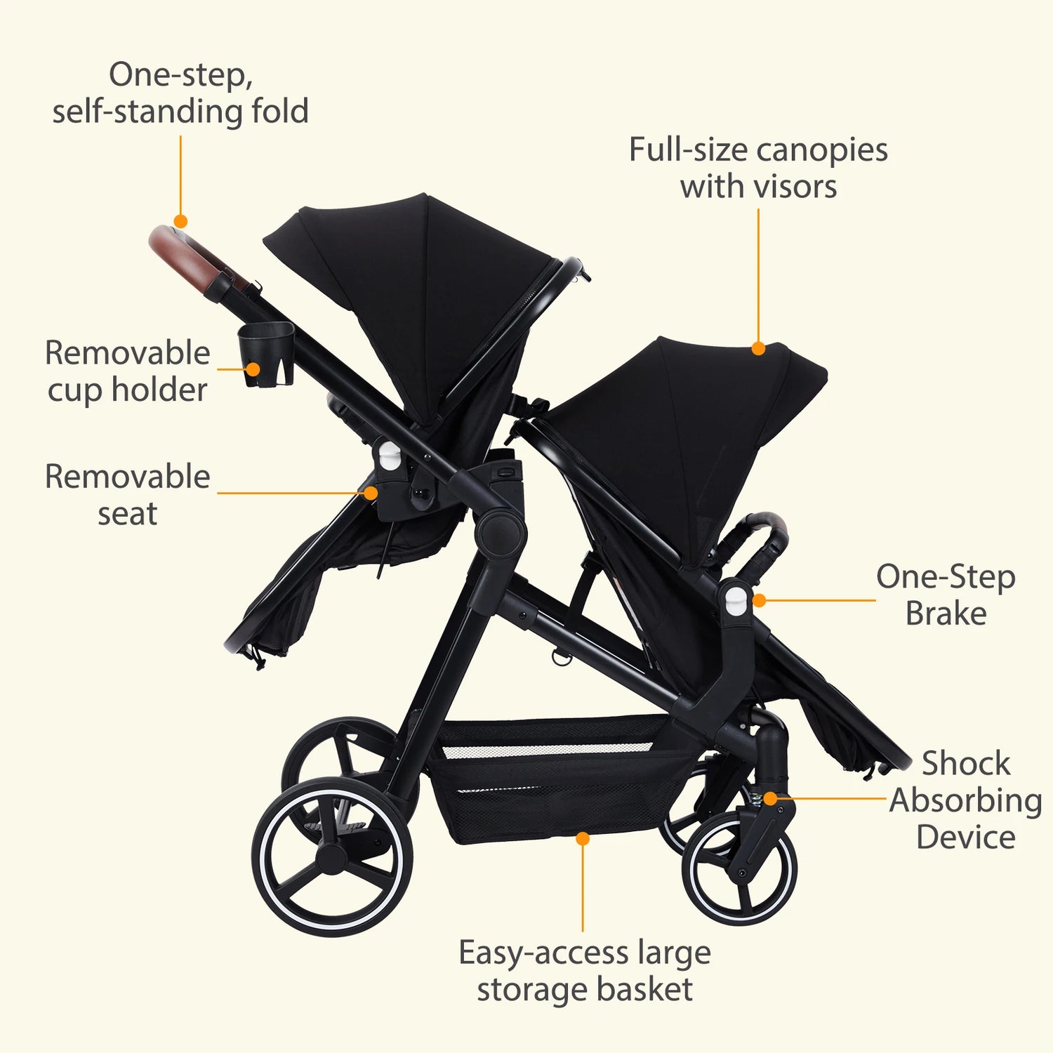 Foldable Double Baby Stroller