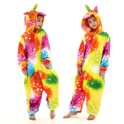 children unicorn pajamas kids stitch pijamas boys animal jumpsuits baby girls flannel kigurumi onesies for winter