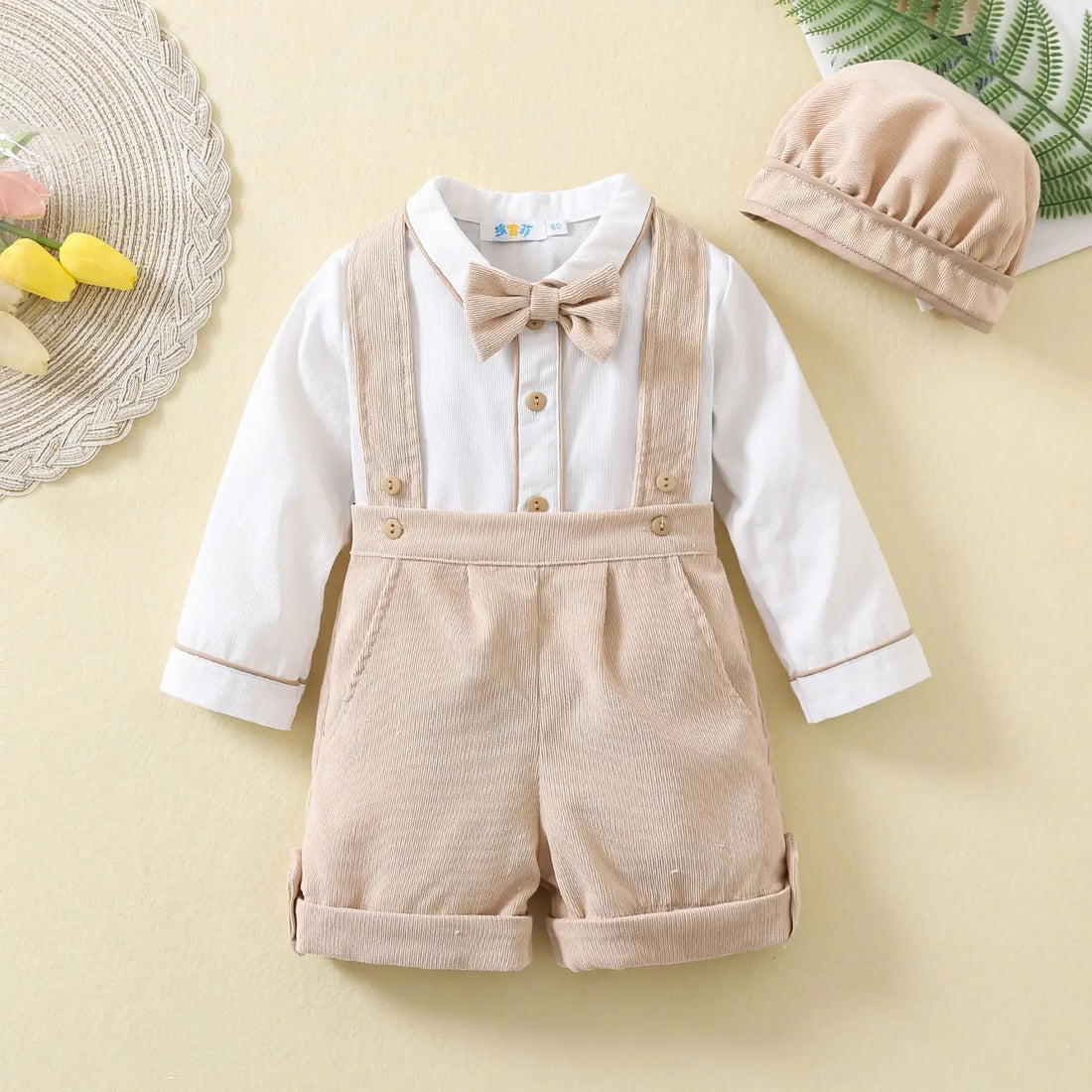Toddler Boys Birthday Outfit Baby White Long Sleeve Shirts and Suspenders Pants Two Piece Sets Newborn Infant Spanish Clothing