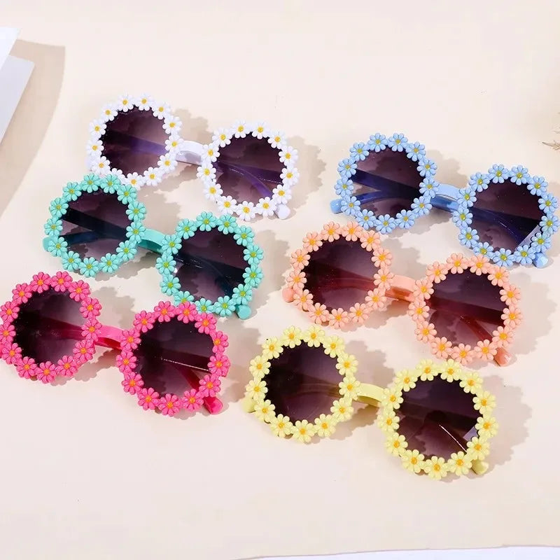 Children Sunglasses Flower Decorate Cute Baby Girls Summer Outdoor Sun Glasses Kids Boy UV400 Acrylic Eyewear Gifts