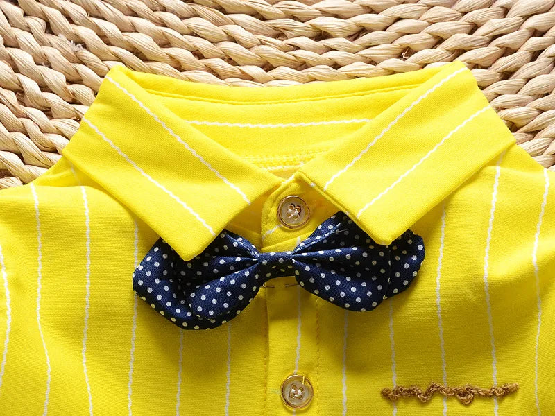 Kids Boys Clothes Baby Casual Bow Tie Shirt+Pants 2pcs Sets Summer Infant Denim Outfits Children Suits Toddler Clothing BC1219