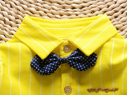 Kids Boys Clothes Baby Casual Bow Tie Shirt+Pants 2pcs Sets Summer Infant Denim Outfits Children Suits Toddler Clothing BC1219