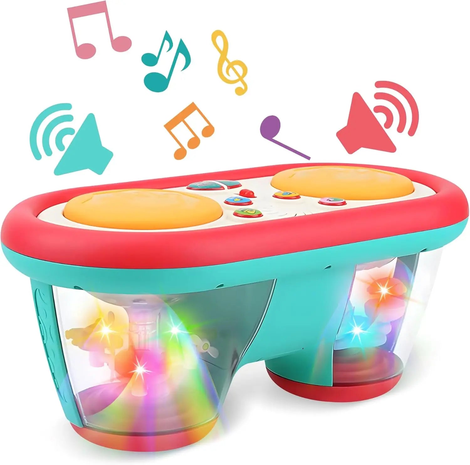 Baby Toys for 6 to 12 Months, Drum Musical Learning Infant Toys Rotating Light Up Toys for 12-18 Months, Tummy Time Toys for Bab