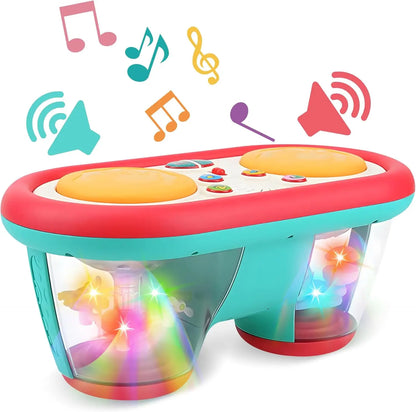 Baby Toys for 6 to 12 Months, Drum Musical Learning Infant Toys Rotating Light Up Toys for 12-18 Months, Tummy Time Toys for Bab