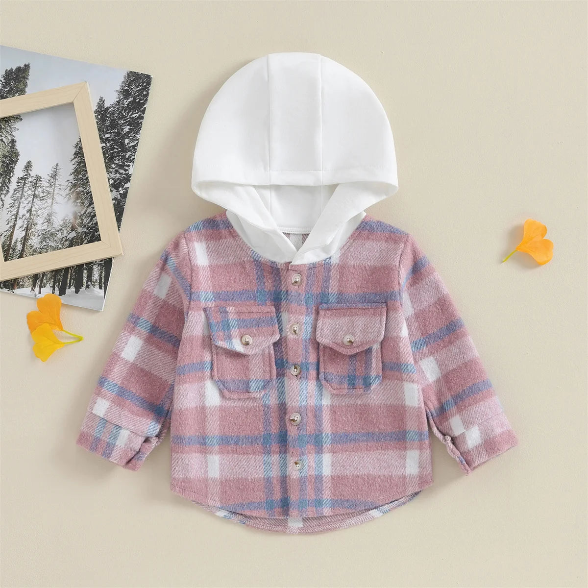0-4Y Kids Boys Plaid Jacket Baby Autumn Clothing Long Sleeve Button Closure Hooded Plaid Outerwear Children Coats Streetwear