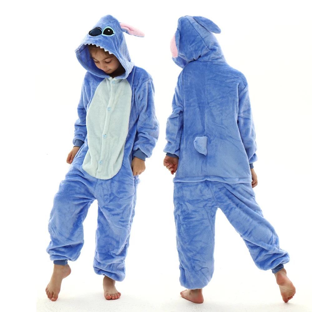 children unicorn pajamas kids stitch pijamas boys animal jumpsuits baby girls flannel kigurumi onesies for winter