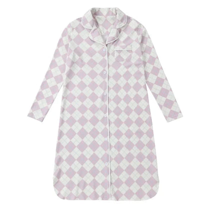 AP 2025 spring summer argyle plaid soft dress set footie pjs family matching clothing