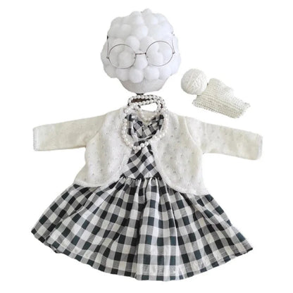 Newborn Photography Props Grandmother Outfit Baby Girl Cosplay Grandma Clothes Baby Boy Grandpa Costume Photo Newborn Outfit