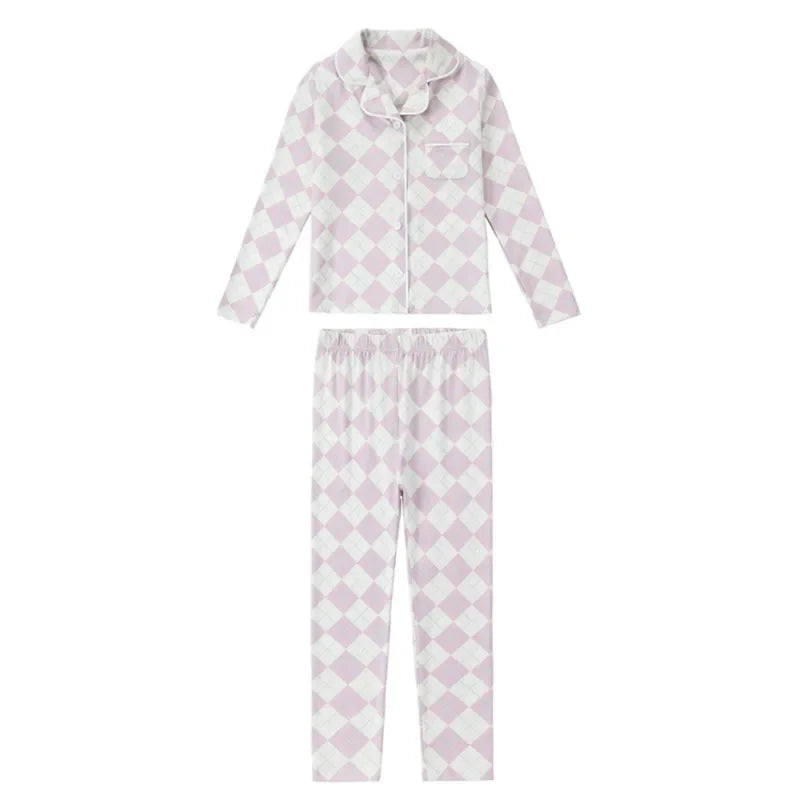 AP 2025 spring summer argyle plaid soft dress set footie pjs family matching clothing
