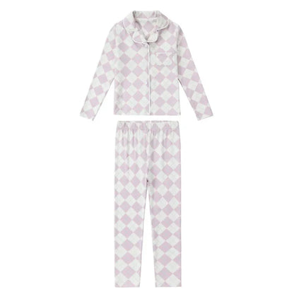 AP 2025 spring summer argyle plaid soft dress set footie pjs family matching clothing