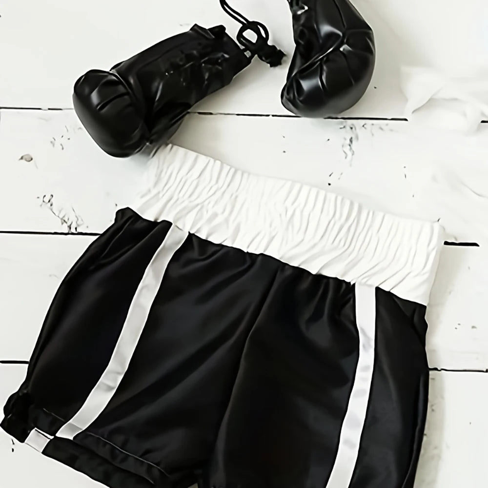 Newborn Photography Props Boxing Theme Baby Photo Outfit Infant Bathrobe Shorts Gloves Set Newborn Photo Costume Studio Props