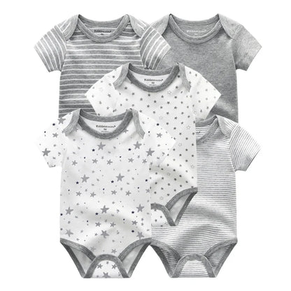 Kiddiezoom 5 Pcs/Lot Fashion Newborn Cartoon Short Sleeve Baby Boy Girl Bodysuits Soft 100%Cotton Infant Onesies Unisex Clothes