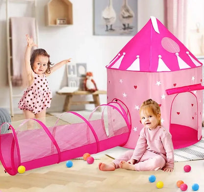 3 In 1 Kid Tent House Play Toy Tunnel Crawling Playhouse Castle Portable Children Ocean Ball Pool Pit Baby Folded Indoor Outdoor
