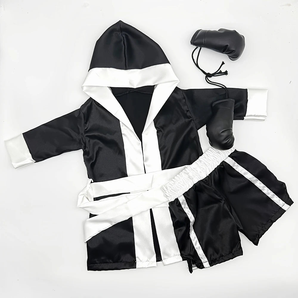 Newborn Photography Props Boxing Theme Baby Photo Outfit Infant Bathrobe Shorts Gloves Set Newborn Photo Costume Studio Props