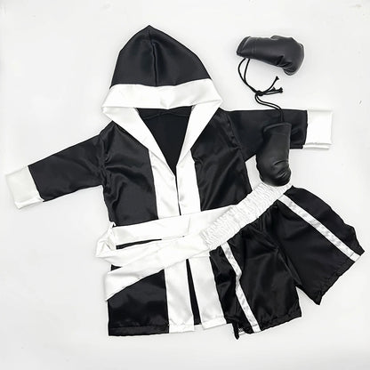 Newborn Photography Props Boxing Theme Baby Photo Outfit Infant Bathrobe Shorts Gloves Set Newborn Photo Costume Studio Props
