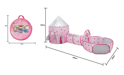 3 In 1 Kid Tent House Play Toy Tunnel Crawling Playhouse Castle Portable Children Ocean Ball Pool Pit Baby Folded Indoor Outdoor