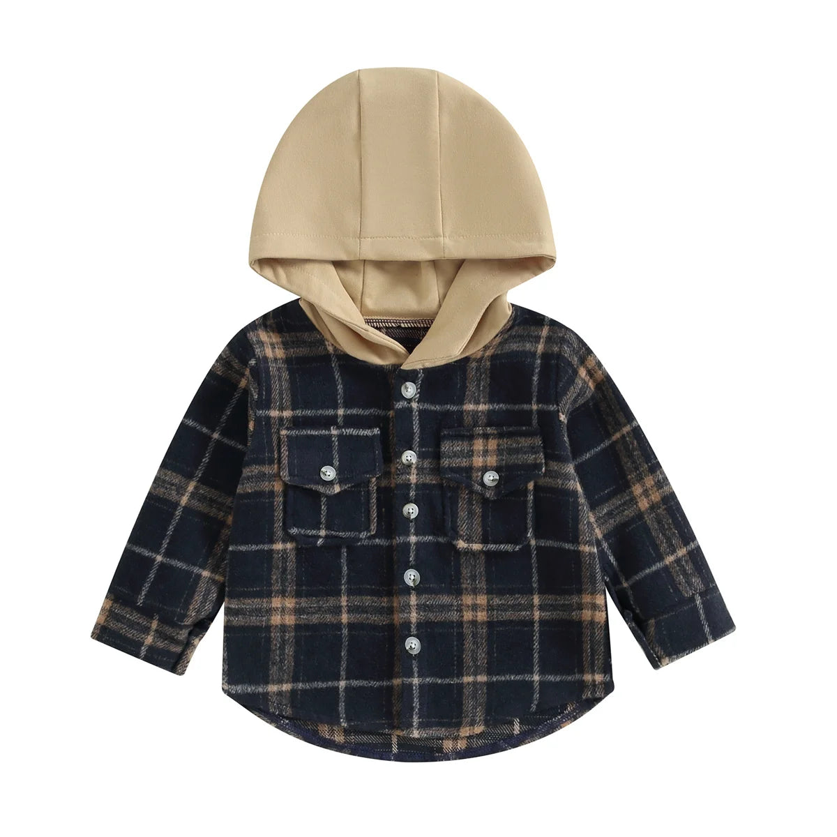 0-4Y Kids Boys Plaid Jacket Baby Autumn Clothing Long Sleeve Button Closure Hooded Plaid Outerwear Children Coats Streetwear