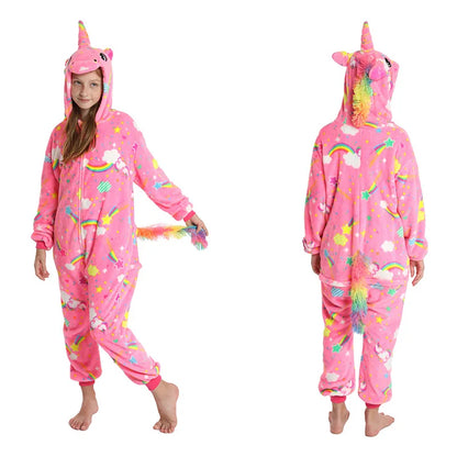 children unicorn pajamas kids stitch pijamas boys animal jumpsuits baby girls flannel kigurumi onesies for winter