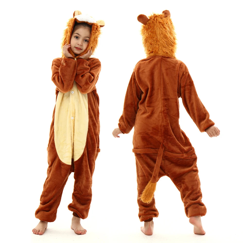 children unicorn pajamas kids stitch pijamas boys animal jumpsuits baby girls flannel kigurumi onesies for winter