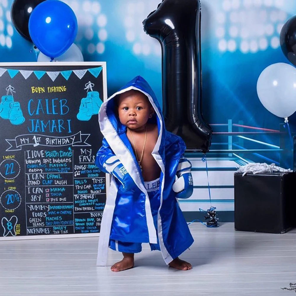Newborn Photography Props Boxing Theme Baby Photo Outfit Infant Bathrobe Shorts Gloves Set Newborn Photo Costume Studio Props