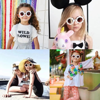 Children Sunglasses Flower Decorate Cute Baby Girls Summer Outdoor Sun Glasses Kids Boy UV400 Acrylic Eyewear Gifts